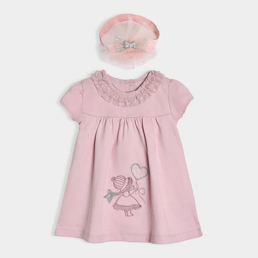 Luxe Rosy Dress with Headband Pink