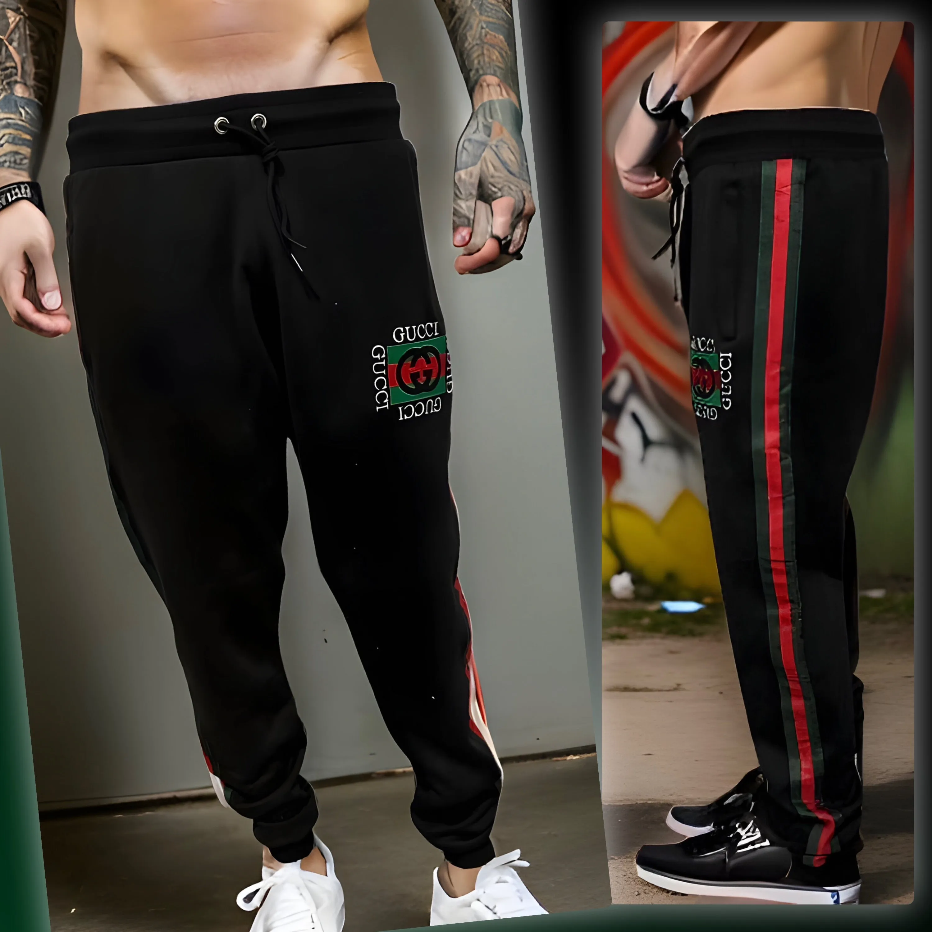 ^LUXURY^ (BLACK-MULTI) LUXURY EMBROIDERED JOGGER SWEATPANTS