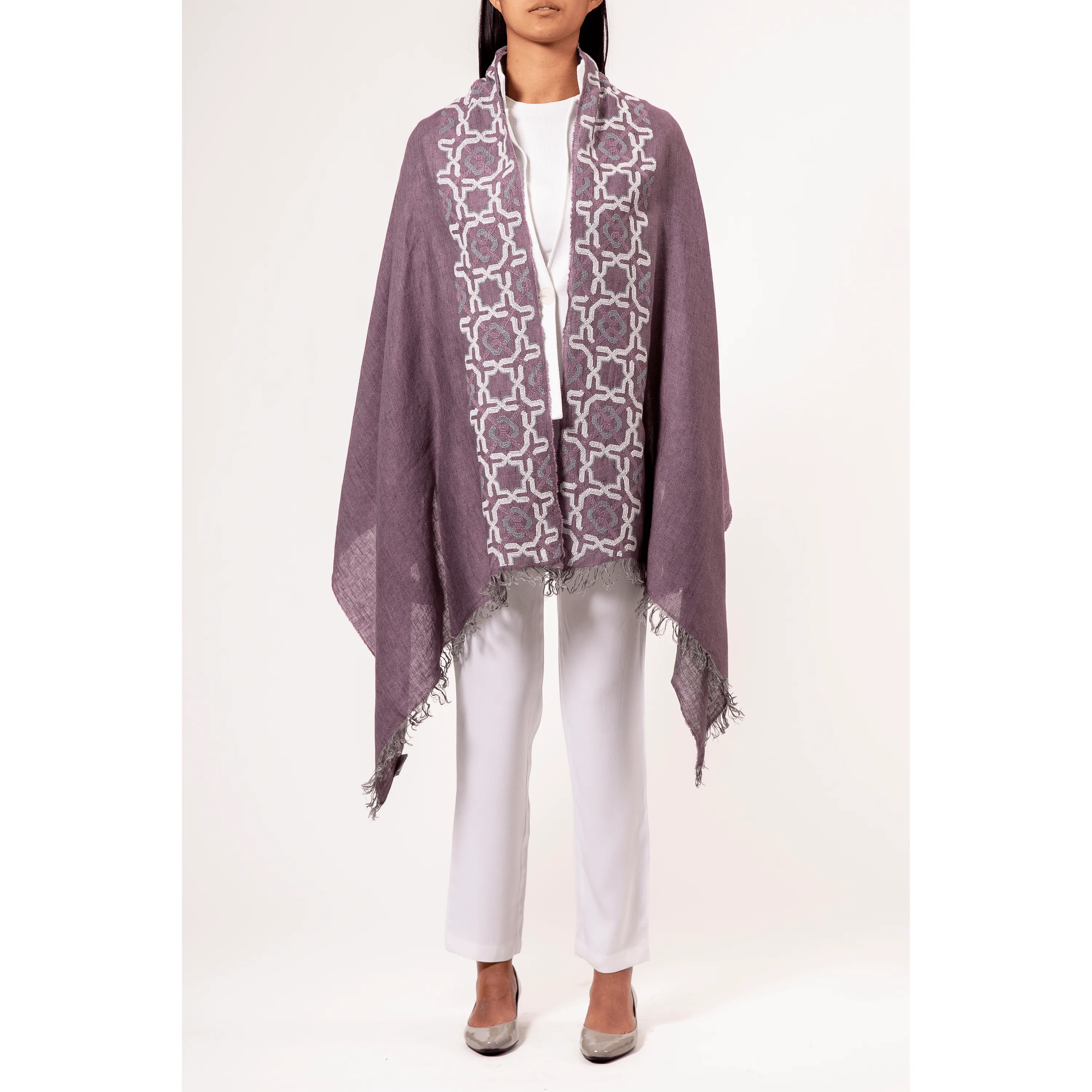 MAUVE LINEN SHAWL ALHAMBRA