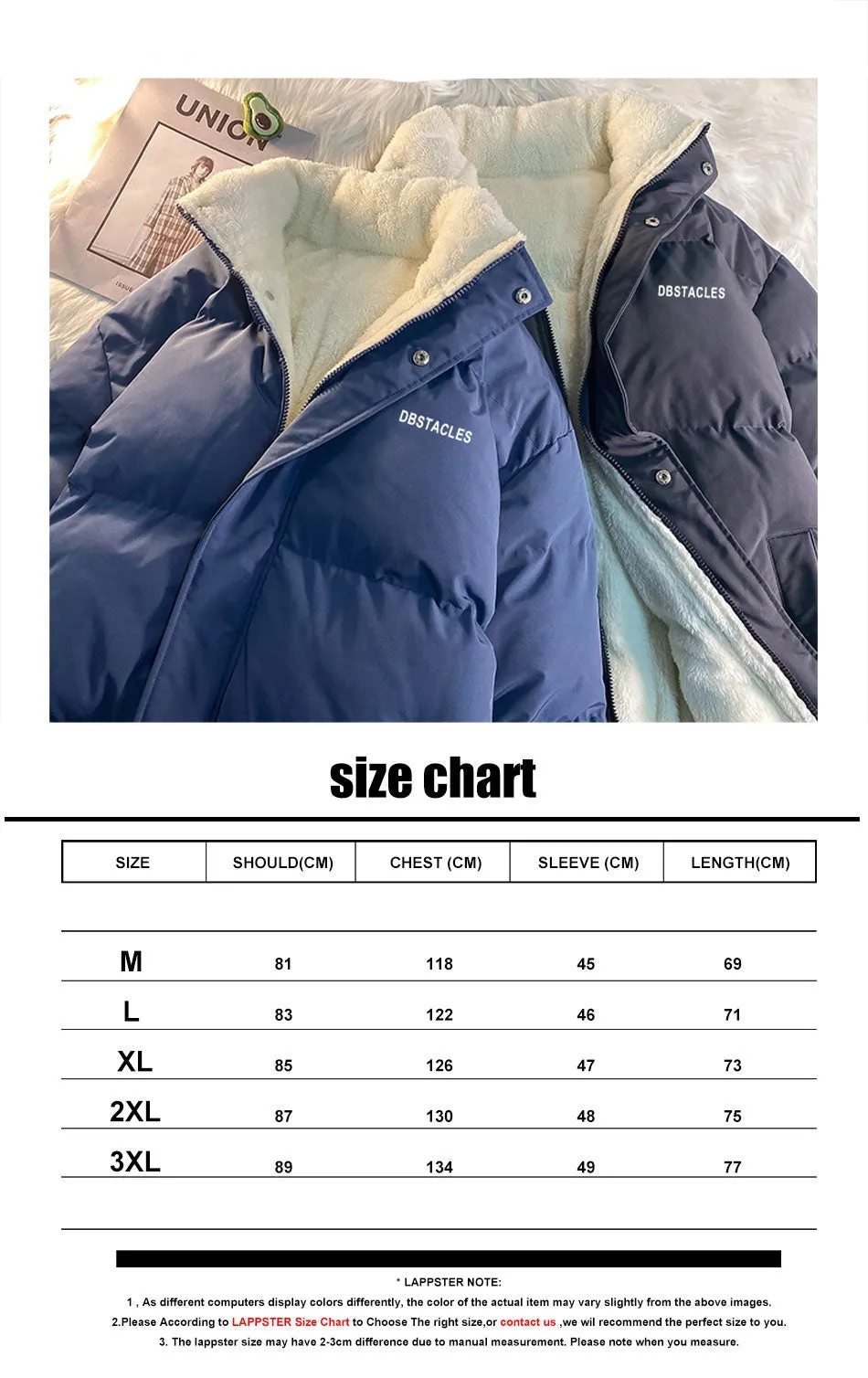 Men Fleece Harajuku Warm Parkas Mens Korean Fashion Streetwear Winter Jacket Japanese Style Vintage Bubble Coat