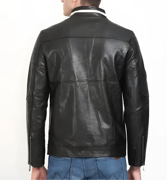 Men Genuine Brown Biker Casual Stylish Leather Jacket