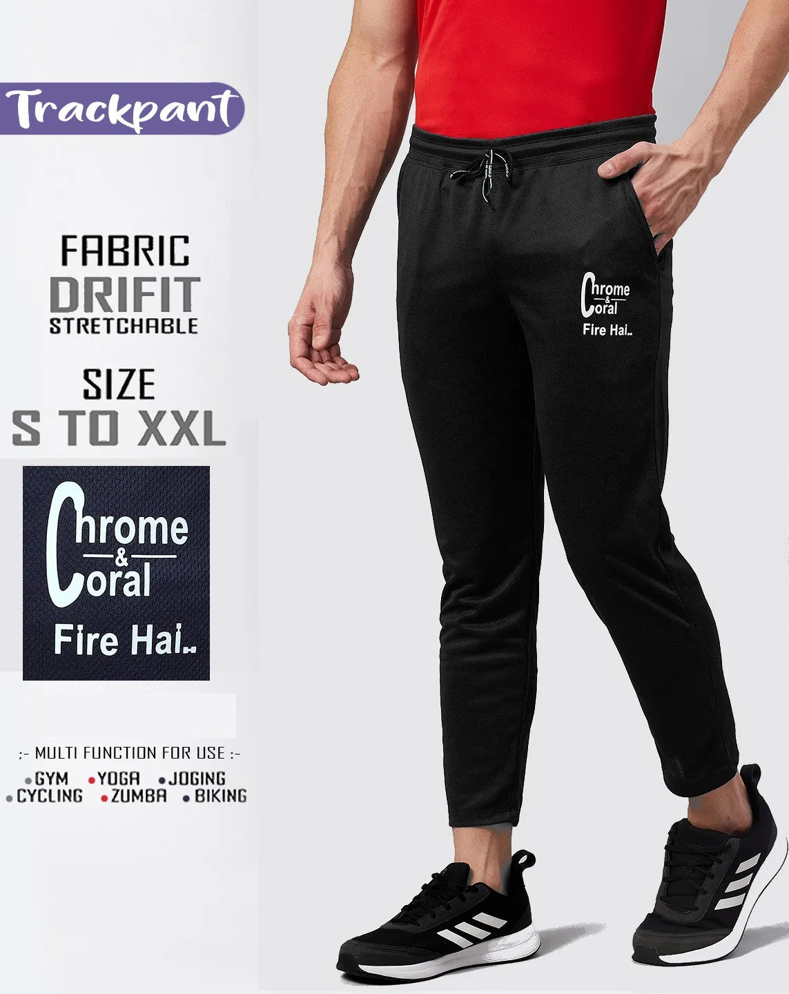 Men Printed Black Track Pants (Pack of 1)