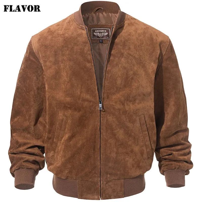 Men's Genuine Pigskin Baseball Bomber Leather Jacket