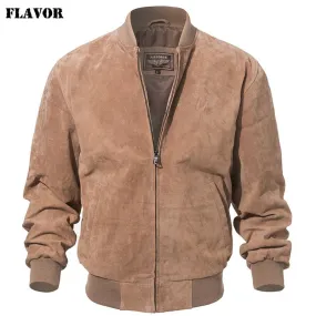 Men's Genuine Pigskin Baseball Bomber Leather Jacket