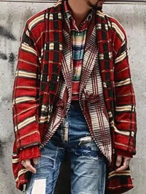 Men's new fashion plaid knitted cardigan