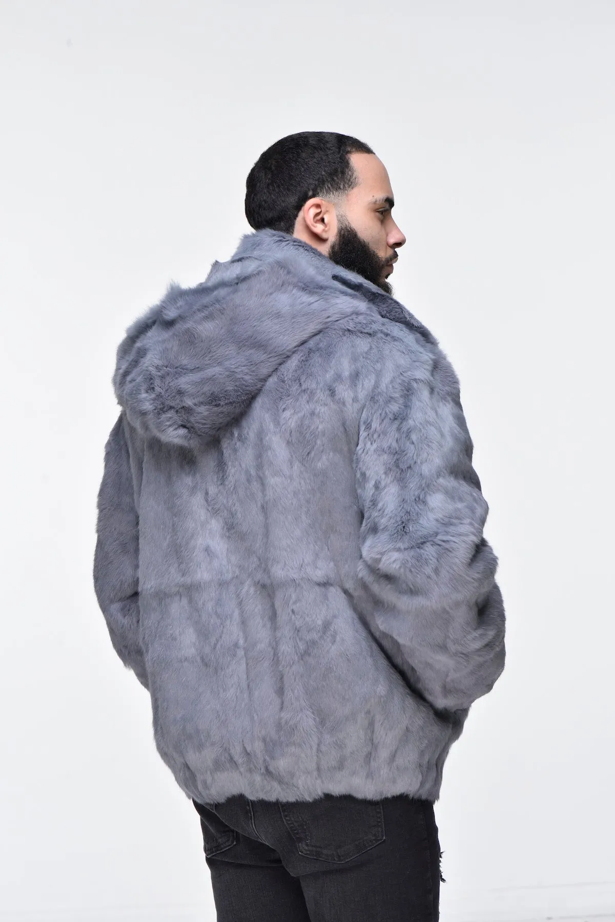 Men’s Rabbit Hooded Bomber Jacket - Grey