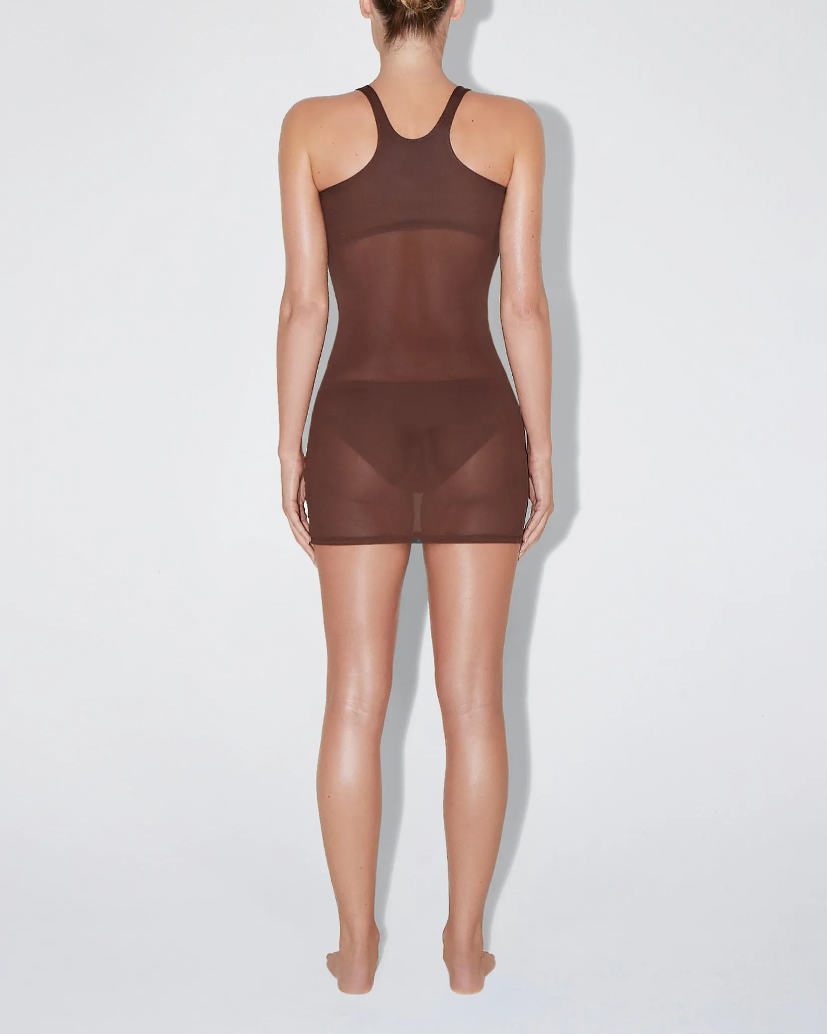 Mesh Swim Mini Dress | Chocolate