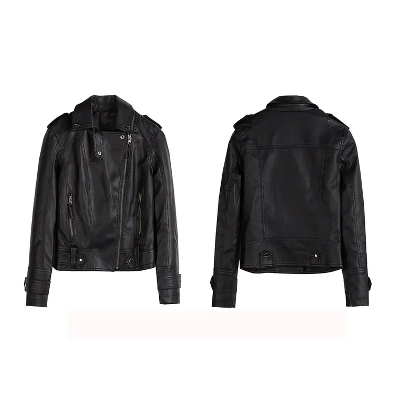 Mikayla Womens Faux Leather Jacket with Rivets