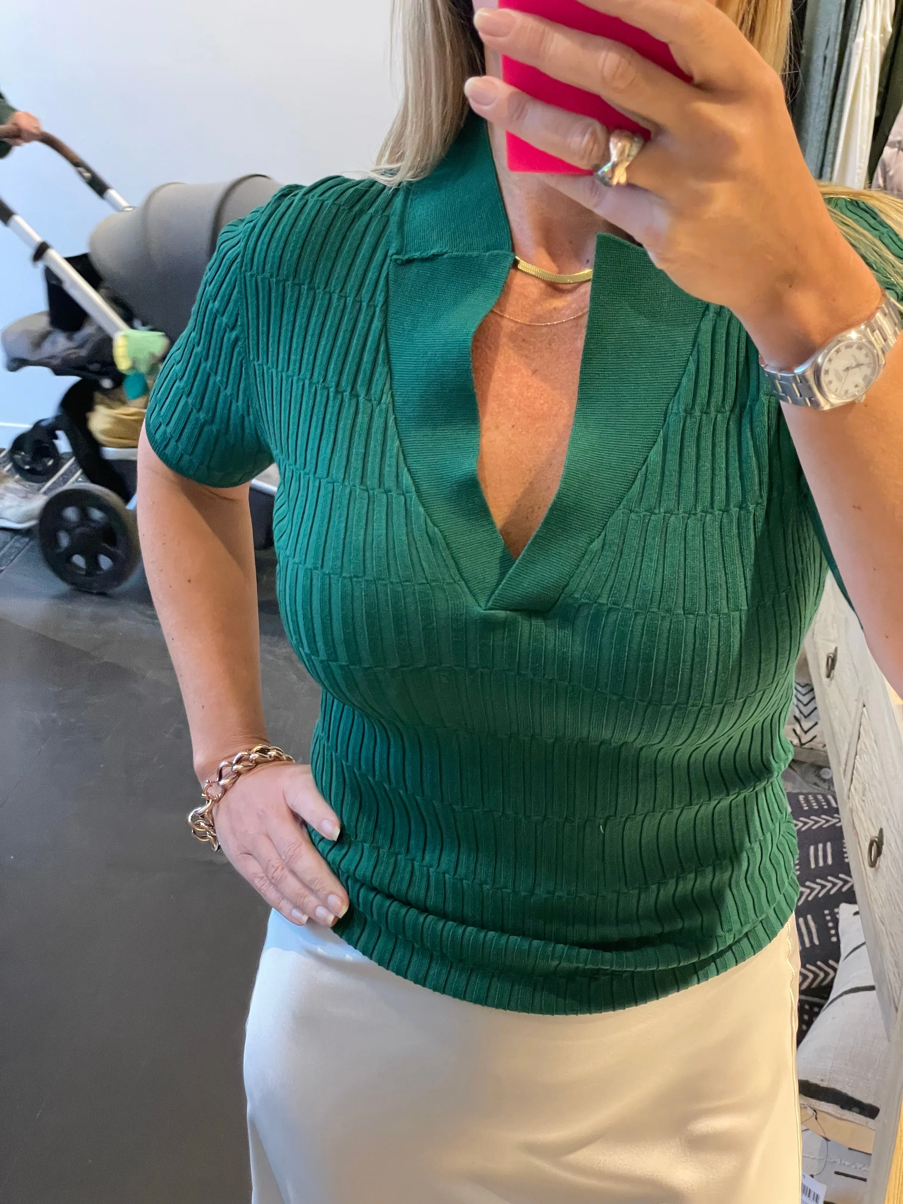 Milano Golf Knit Top - GREEN