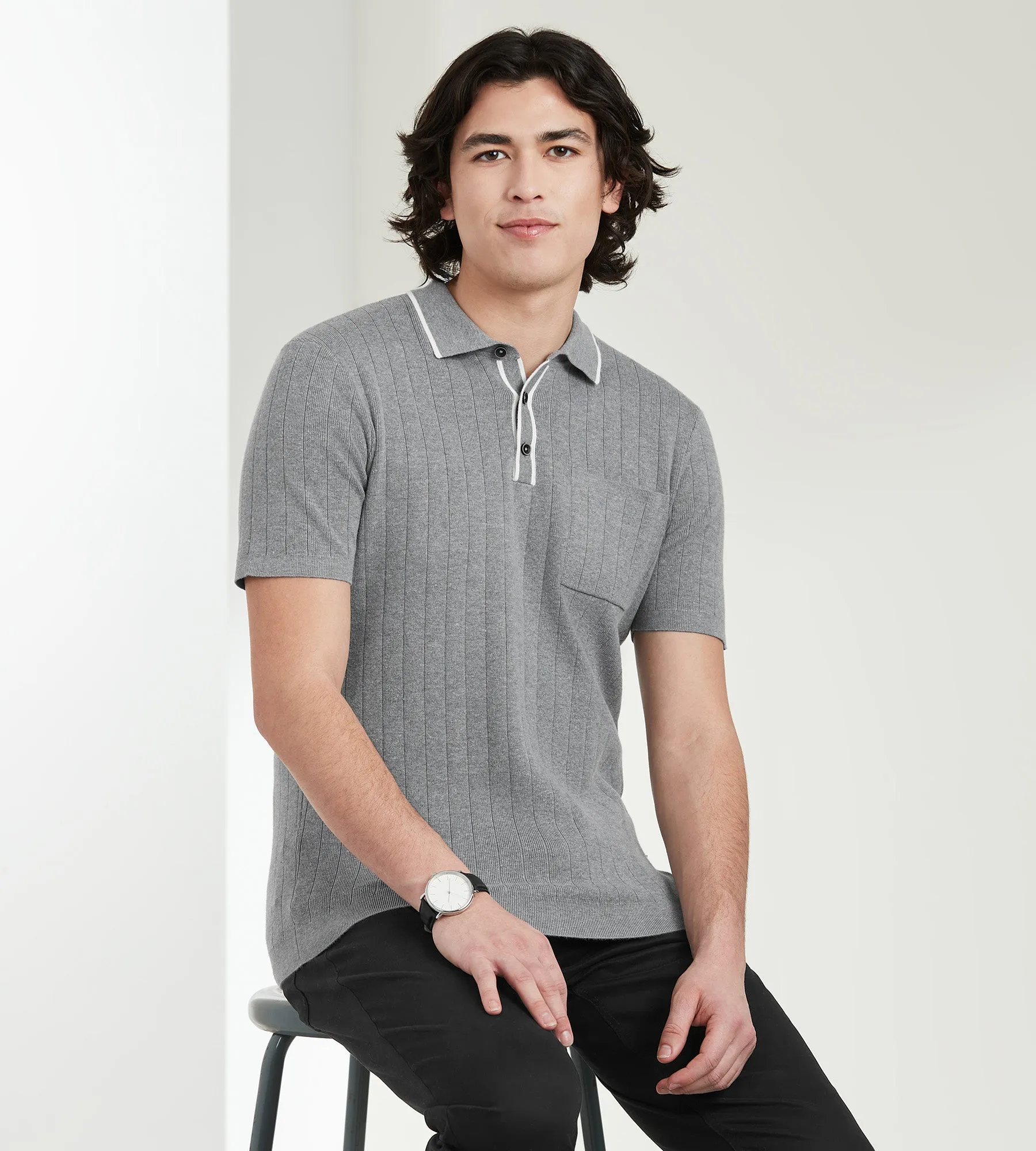 Modern Fit Short Sleeve Sweater Knit Polo