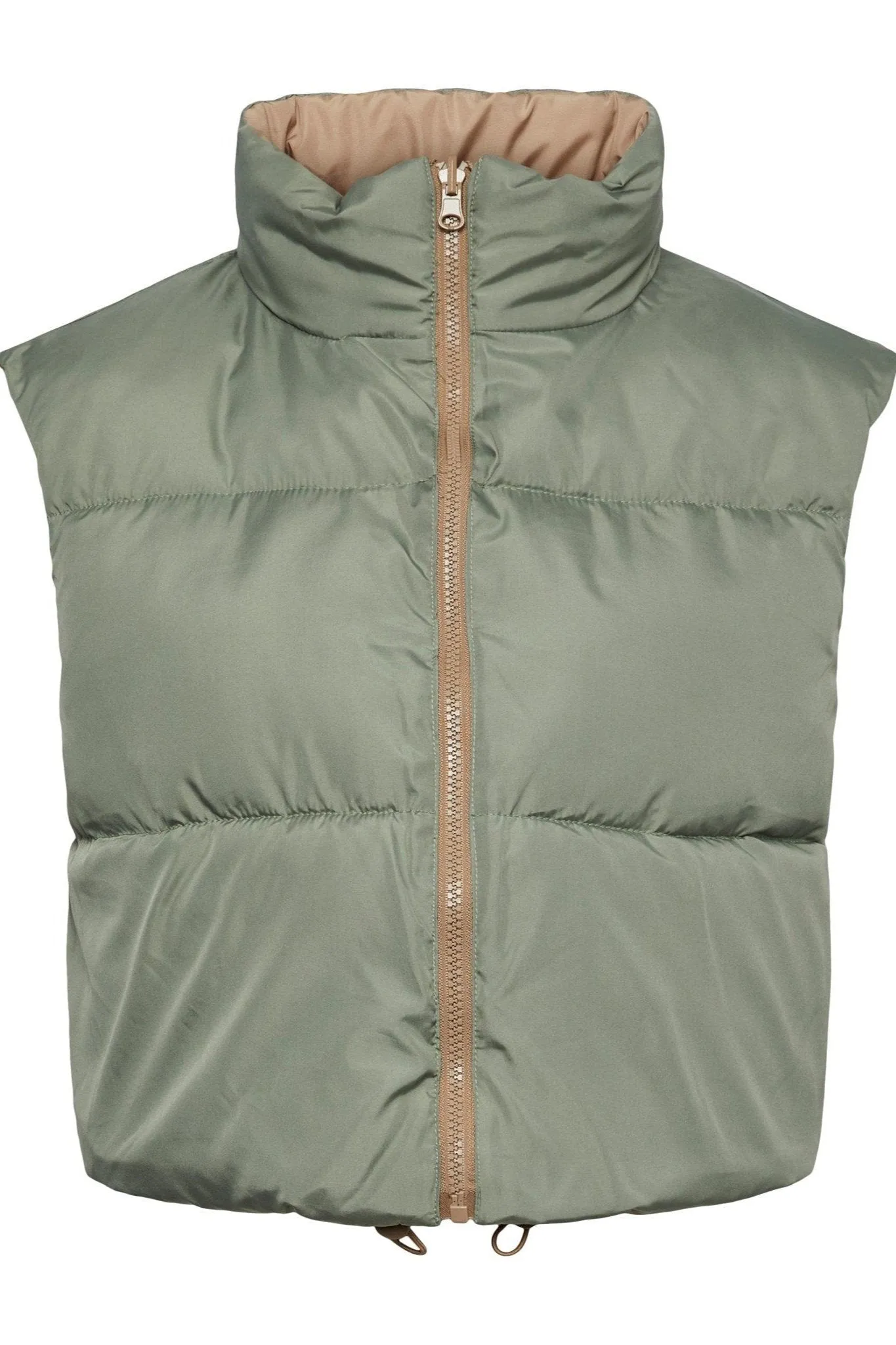 Nadia Short Puffer Vest - Silver Mink