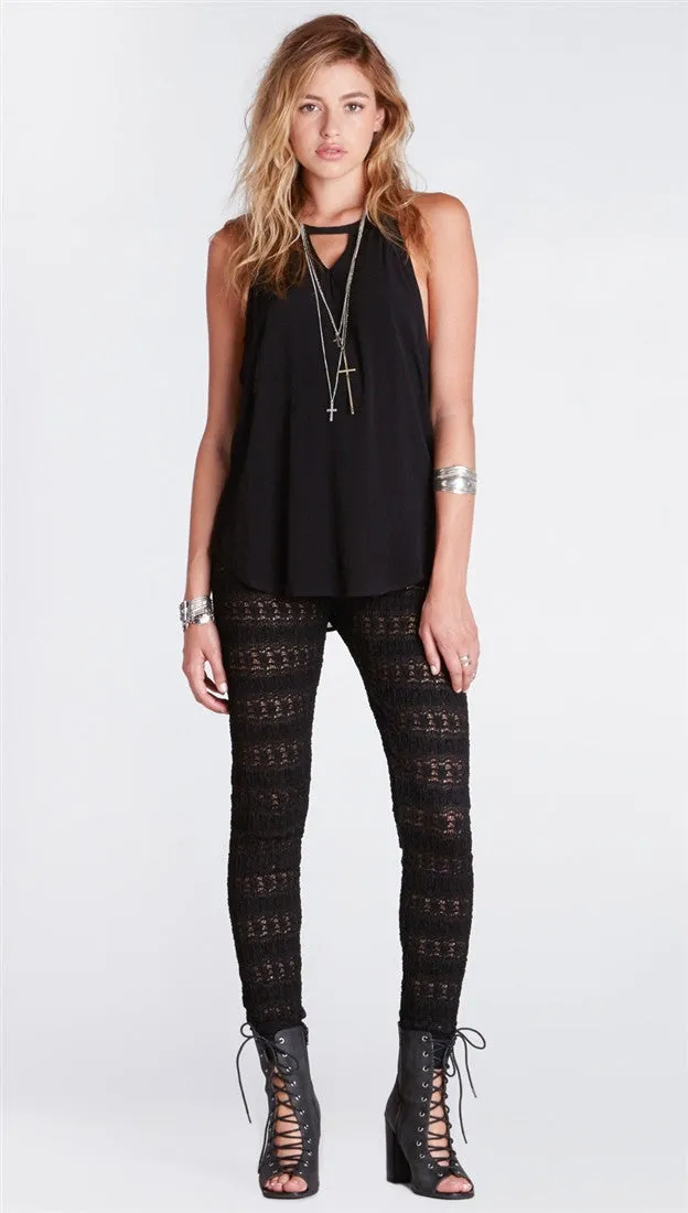 Nightcap Clothing Autumn Leaf Lace Pant in Black