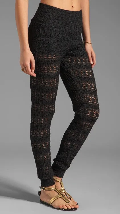 Nightcap Clothing Autumn Leaf Lace Pant in Black