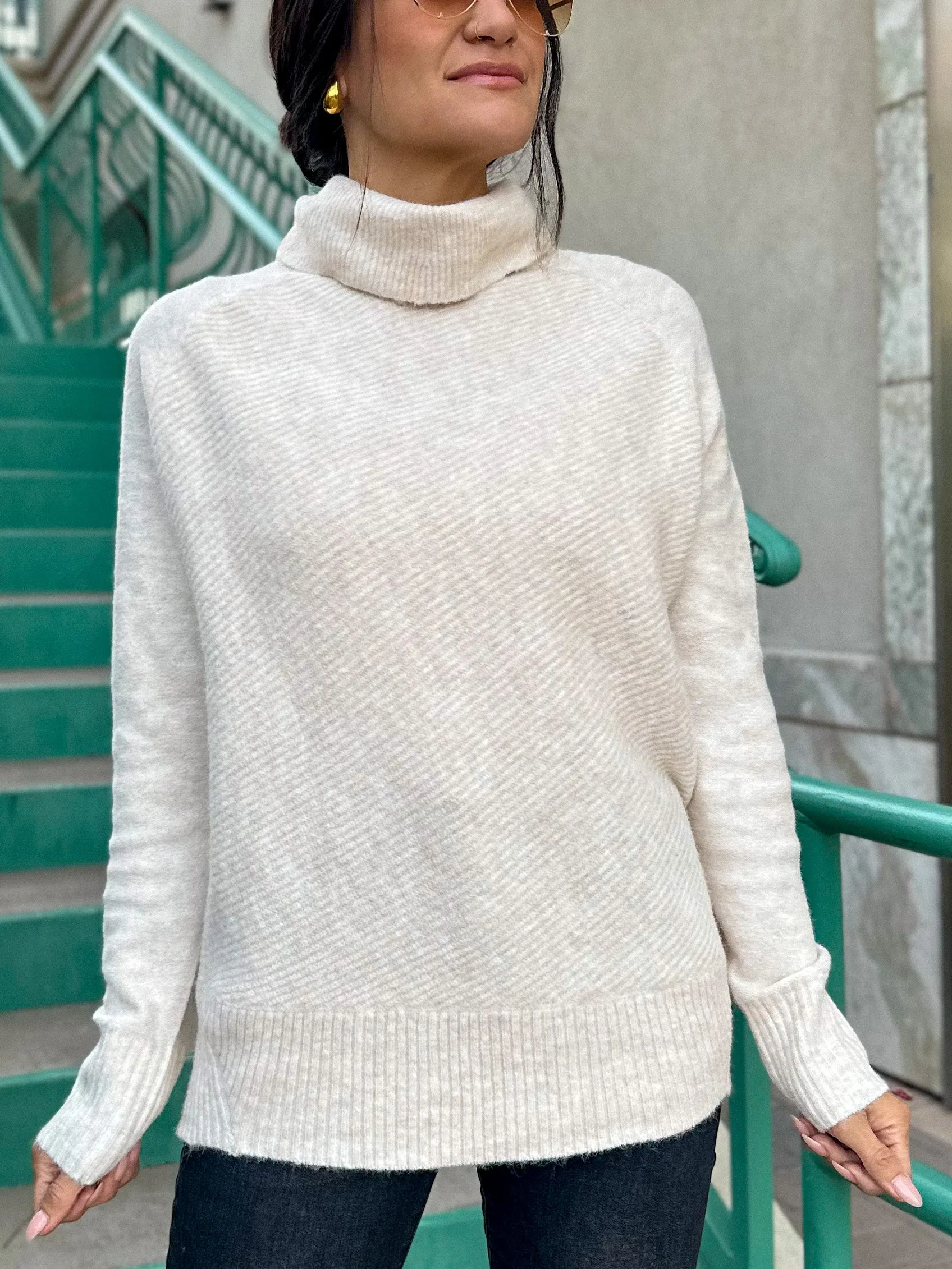 Oat Oversized Turtleneck Knit Sweater