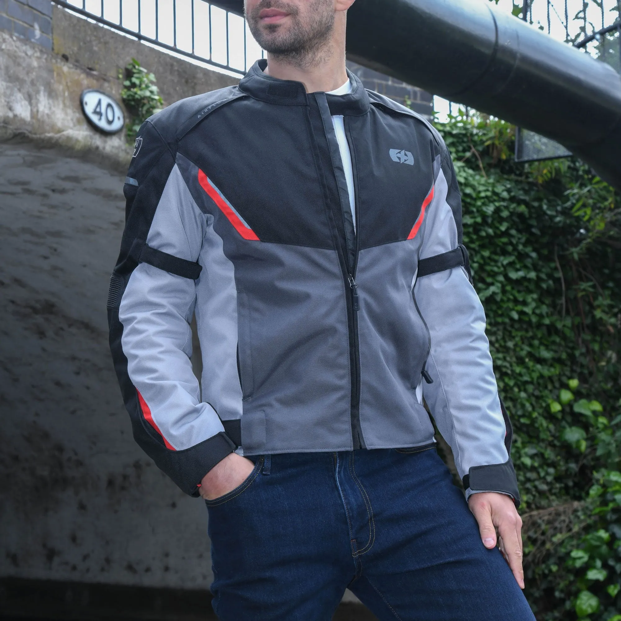 Oxford Delta 1.0 Men Jacket Black Grey & Red Vibrant Streetwear for Urban Adventurers