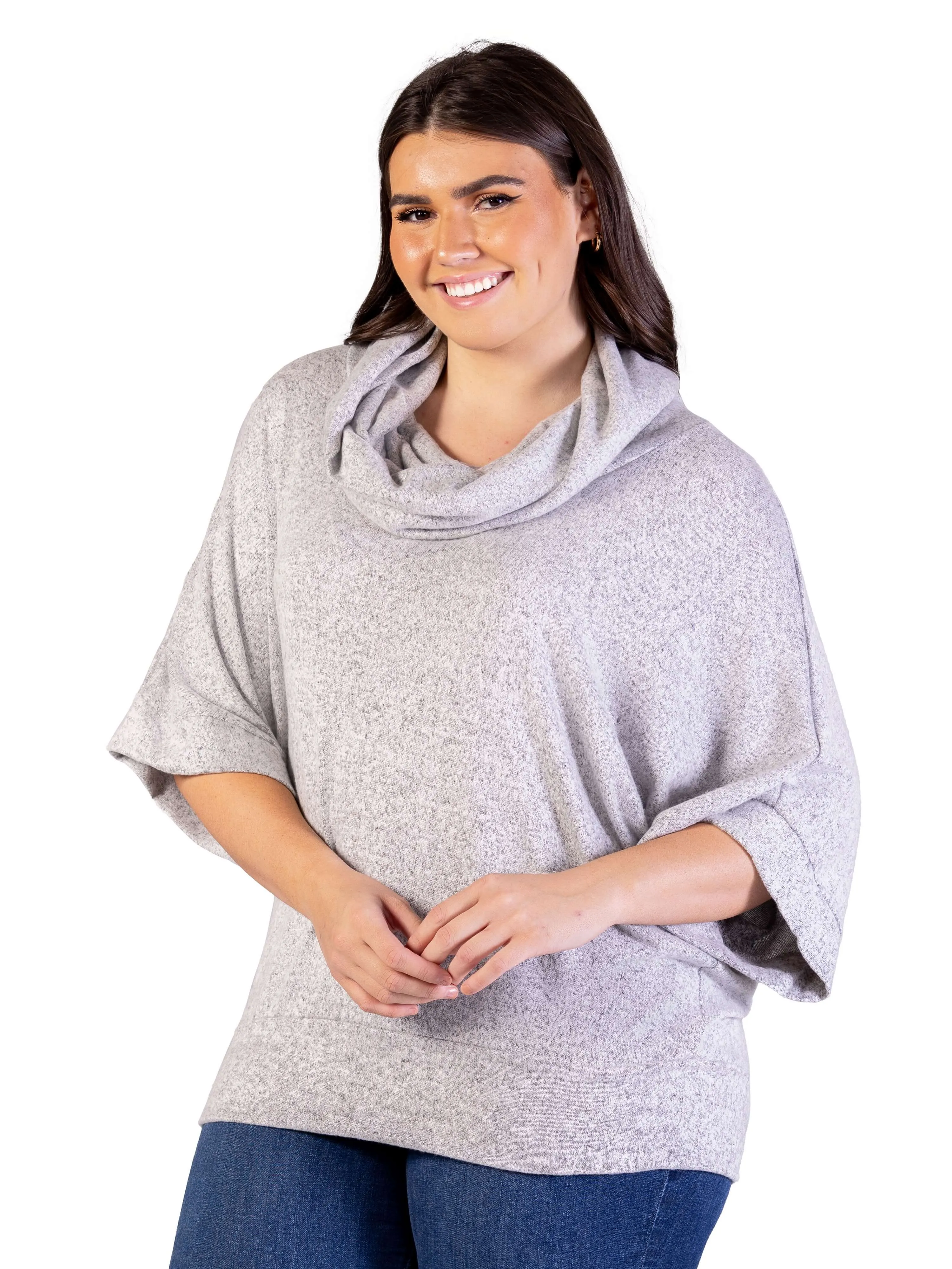 Plus Size Cowl Neck Dolman Sleeve Sweater Top