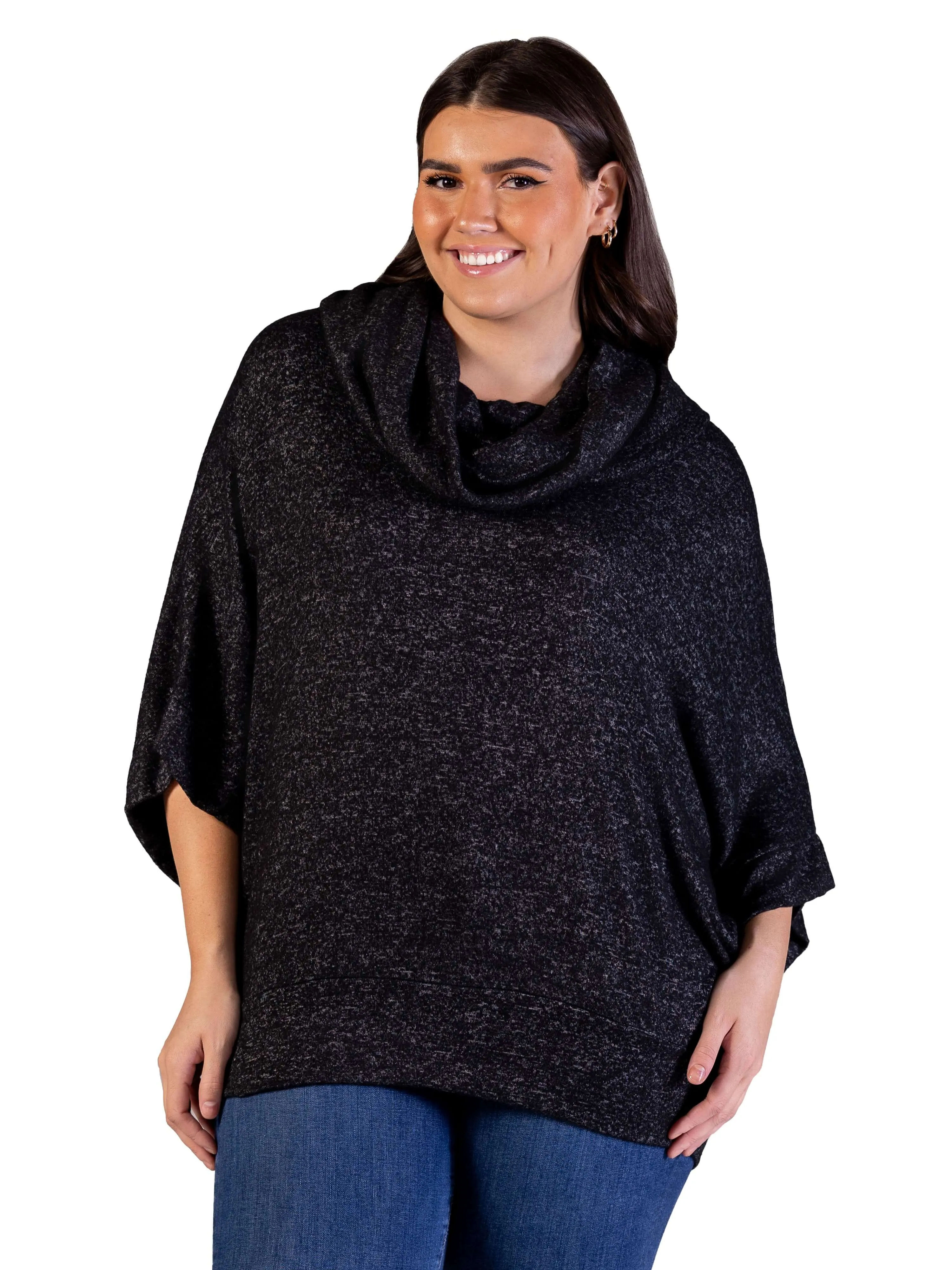 Plus Size Cowl Neck Dolman Sleeve Sweater Top