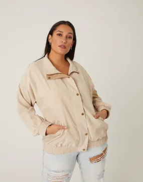 Plus Size Faux Suede Lightweight Jacket