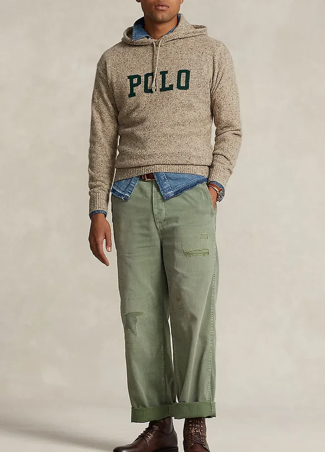 POLO Ralph Lauren MEN Intarsia Knit Hooded Logo Sweater