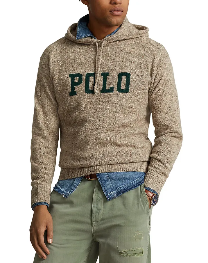 POLO Ralph Lauren MEN Intarsia Knit Hooded Logo Sweater