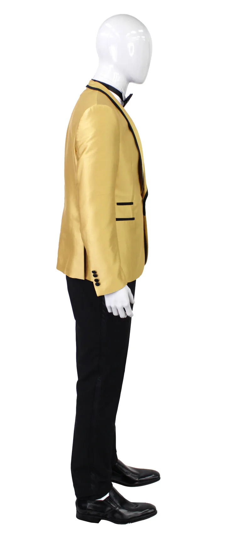 Portabella 1 Button Solid Slim Fit Tuxedo Suit with Compose Shawl Lapel, TUX900-GOLD