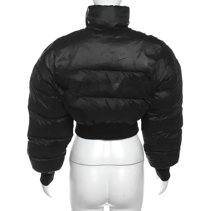 Pre Order:  Stand Collar Cropped Padded Jacket