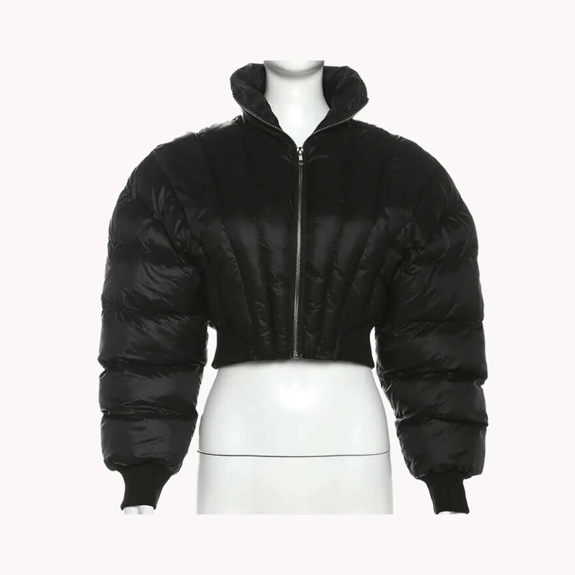 Pre Order:  Stand Collar Cropped Padded Jacket