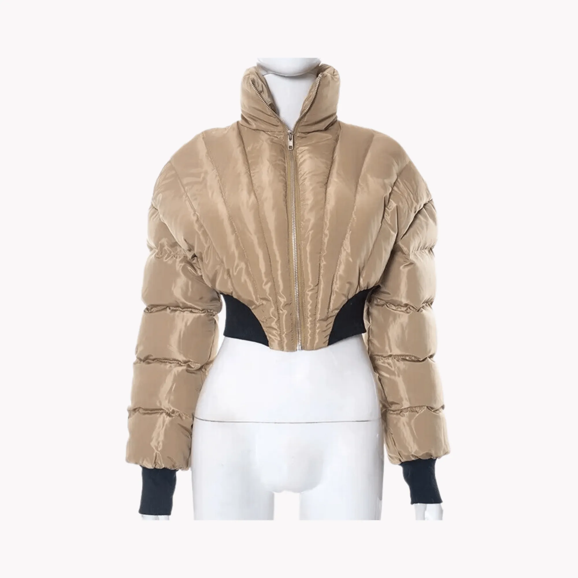 Pre Order:  Stand Collar Cropped Padded Jacket