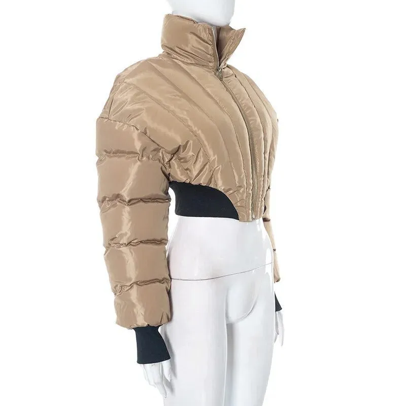 Pre Order:  Stand Collar Cropped Padded Jacket