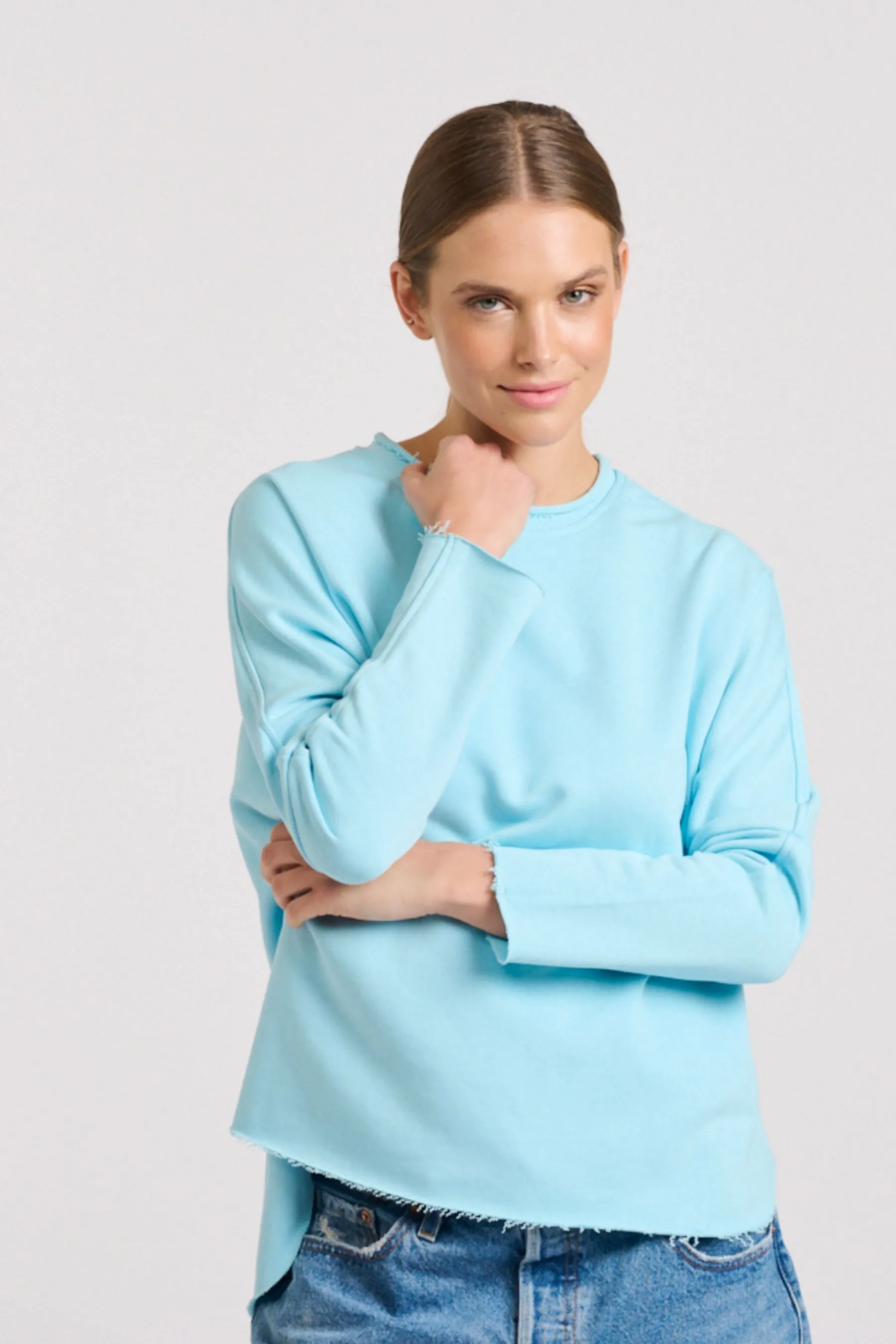 Raw Long Sleeve Sweatshirt | Sky Blue