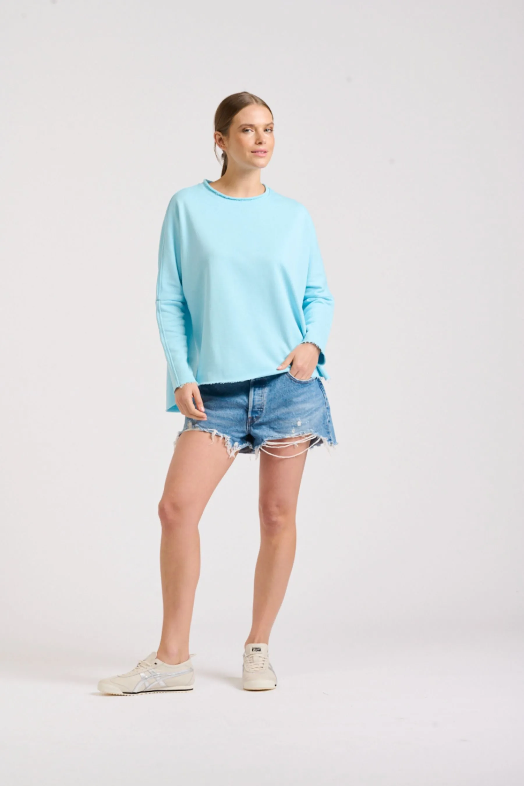 Raw Long Sleeve Sweatshirt | Sky Blue