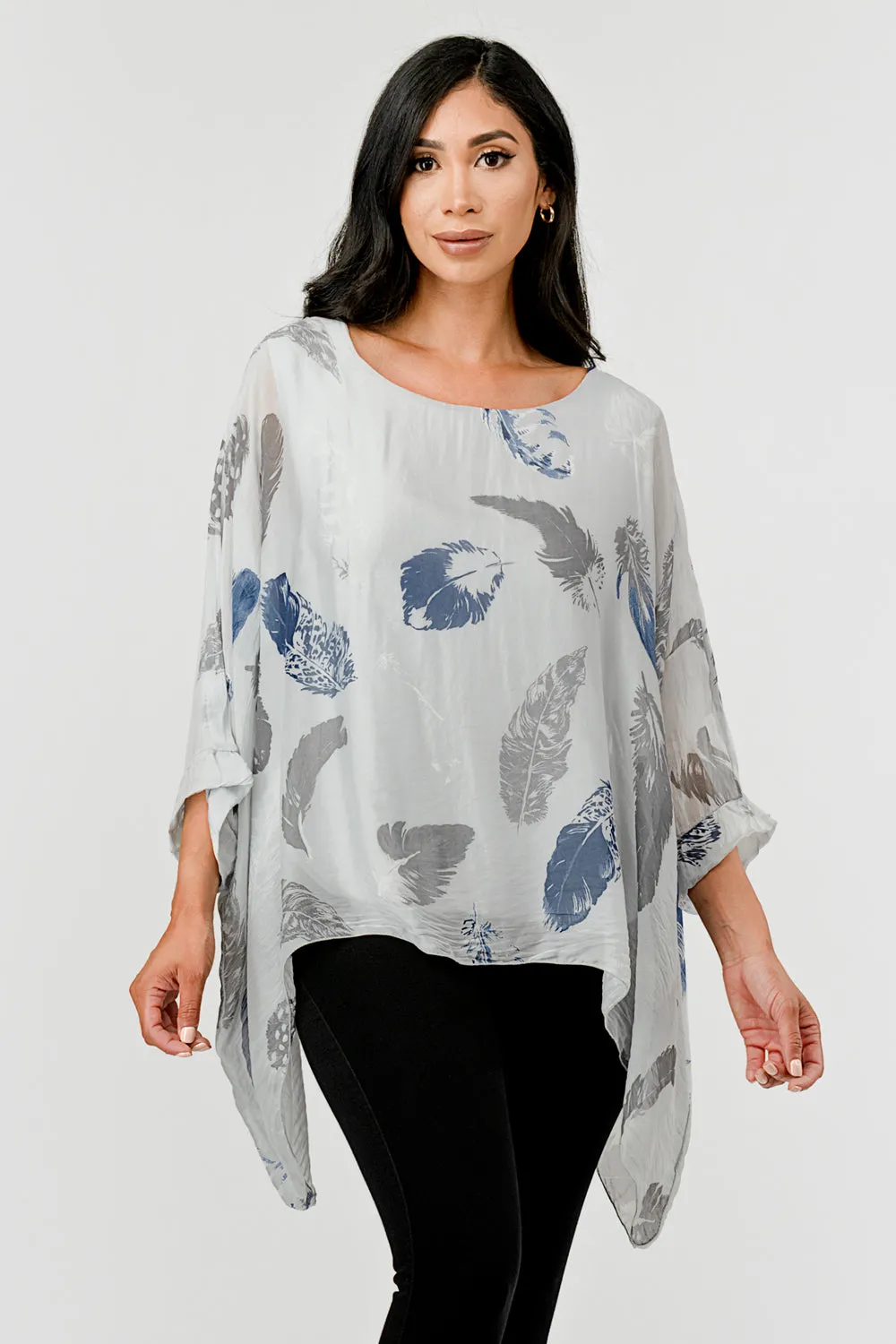 Raw Moda Italian Silky Feathered Pattern Top