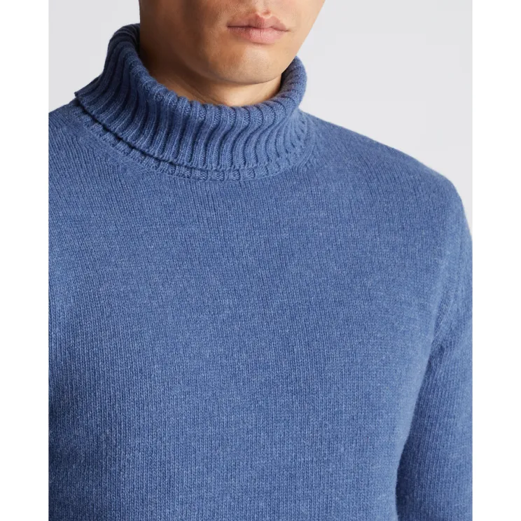 Remus Uomo Roll Neck Jumper Wool Mix Air Force Blue