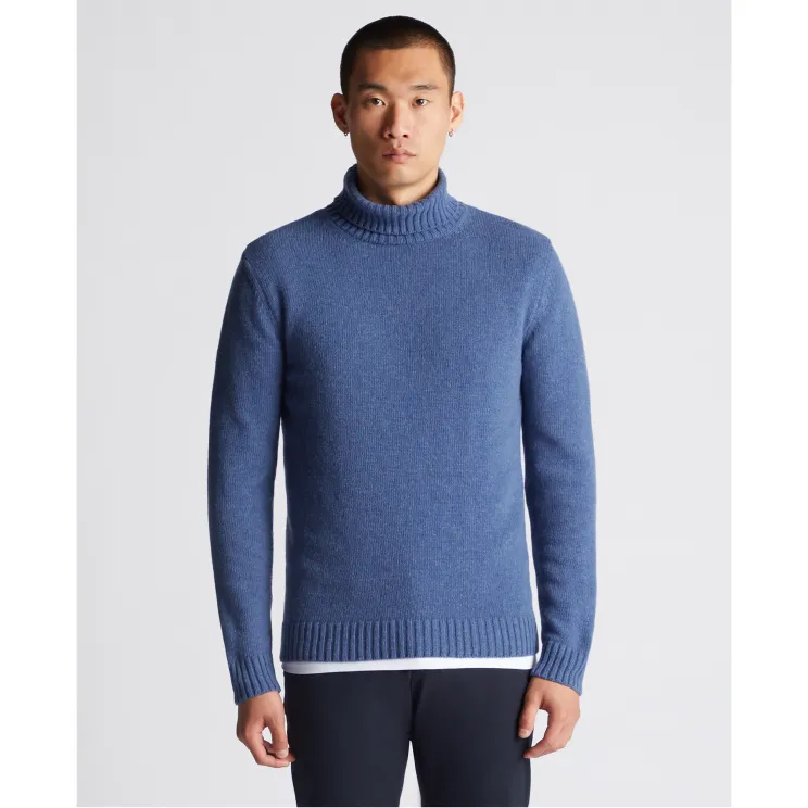 Remus Uomo Roll Neck Jumper Wool Mix Air Force Blue