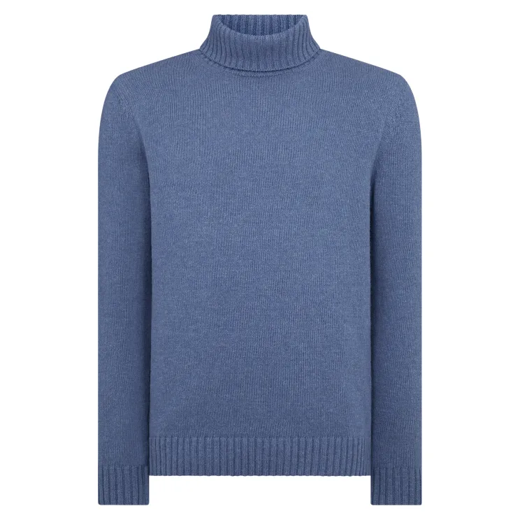 Remus Uomo Roll Neck Jumper Wool Mix Air Force Blue