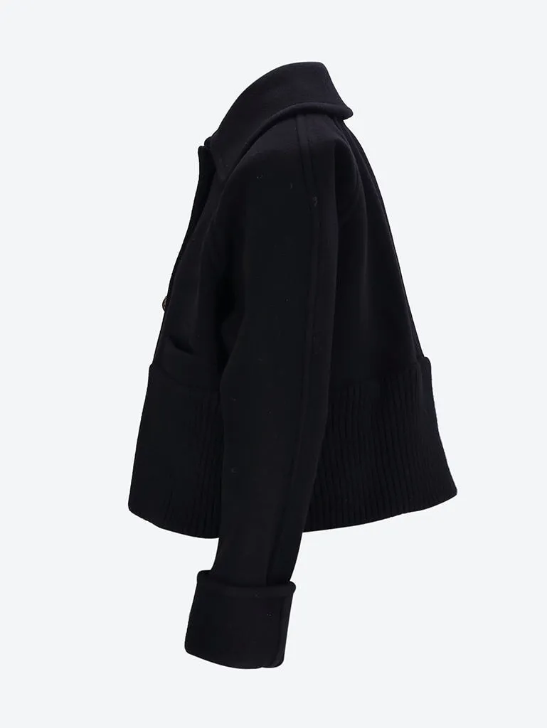 Rib cropped coat