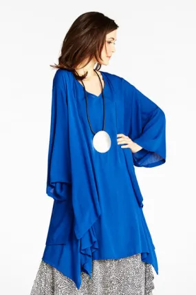 Short Kimono Jacket in Neptune Crinkle