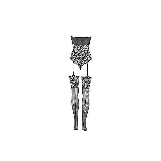 Shots Le Desir Strapless Crotchless Teddy With Stockings Black