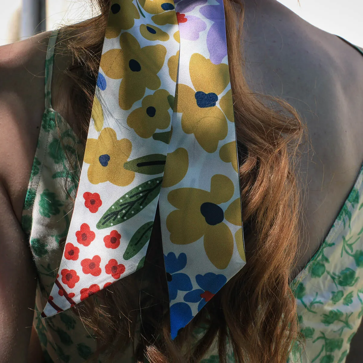 Silk Skinny Scarf Of Bloom