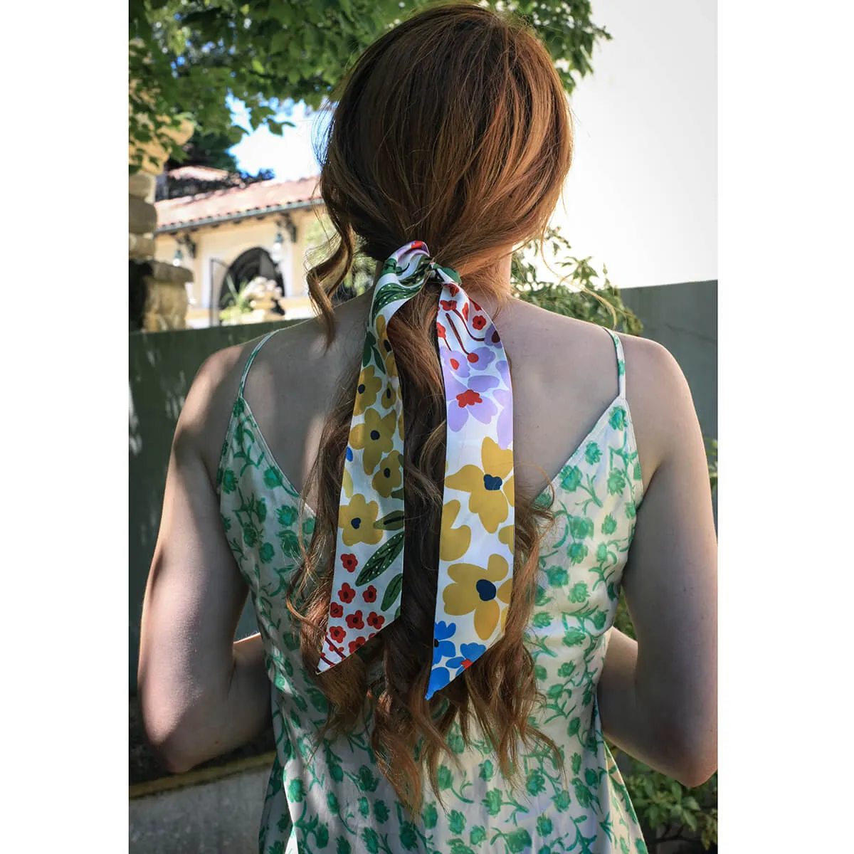 Silk Skinny Scarf Of Bloom