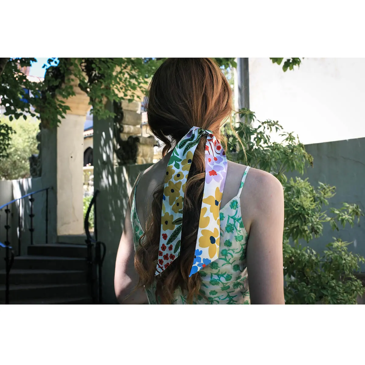 Silk Skinny Scarf Of Bloom