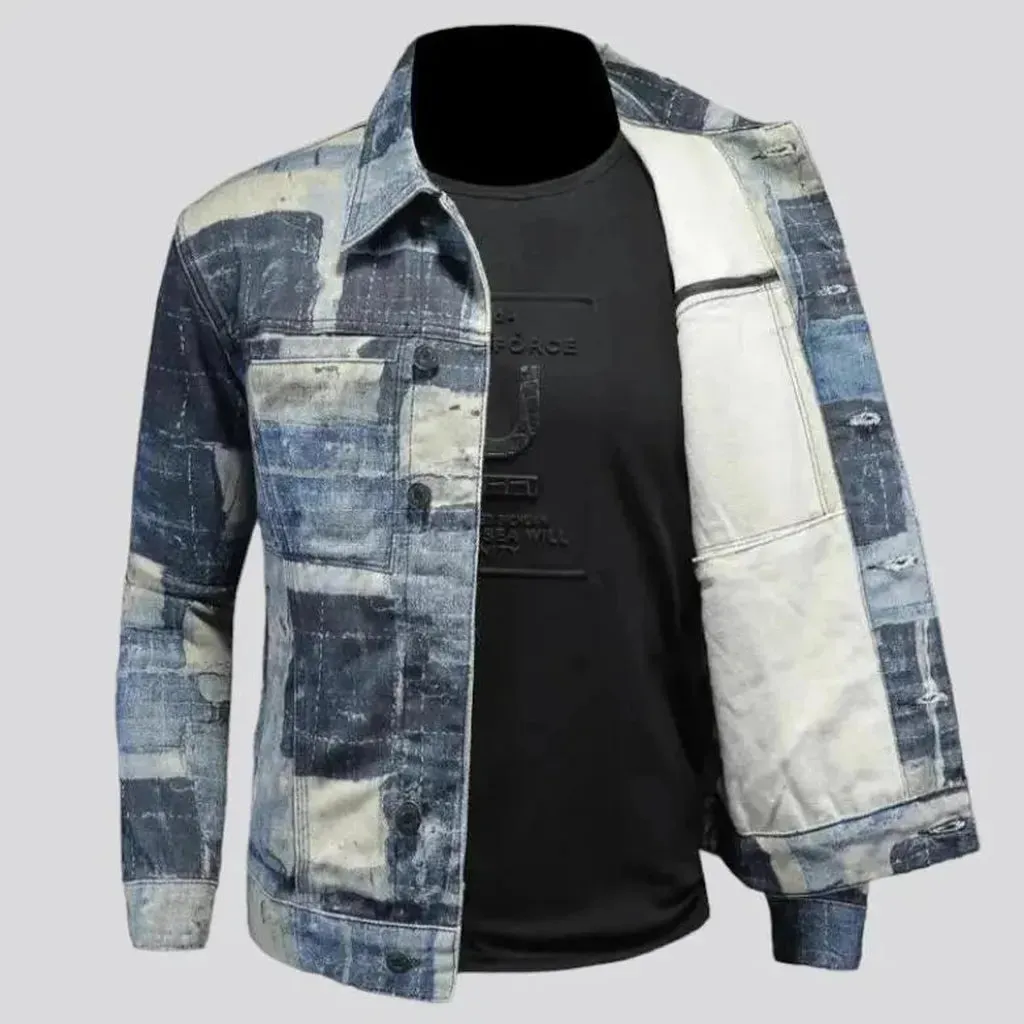 Slim painted men's jean jacket