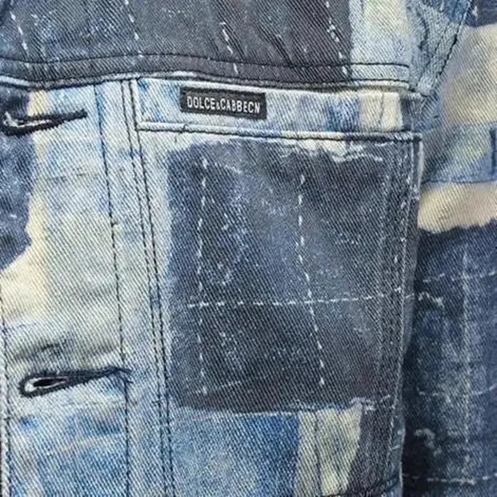 Slim painted men's jean jacket