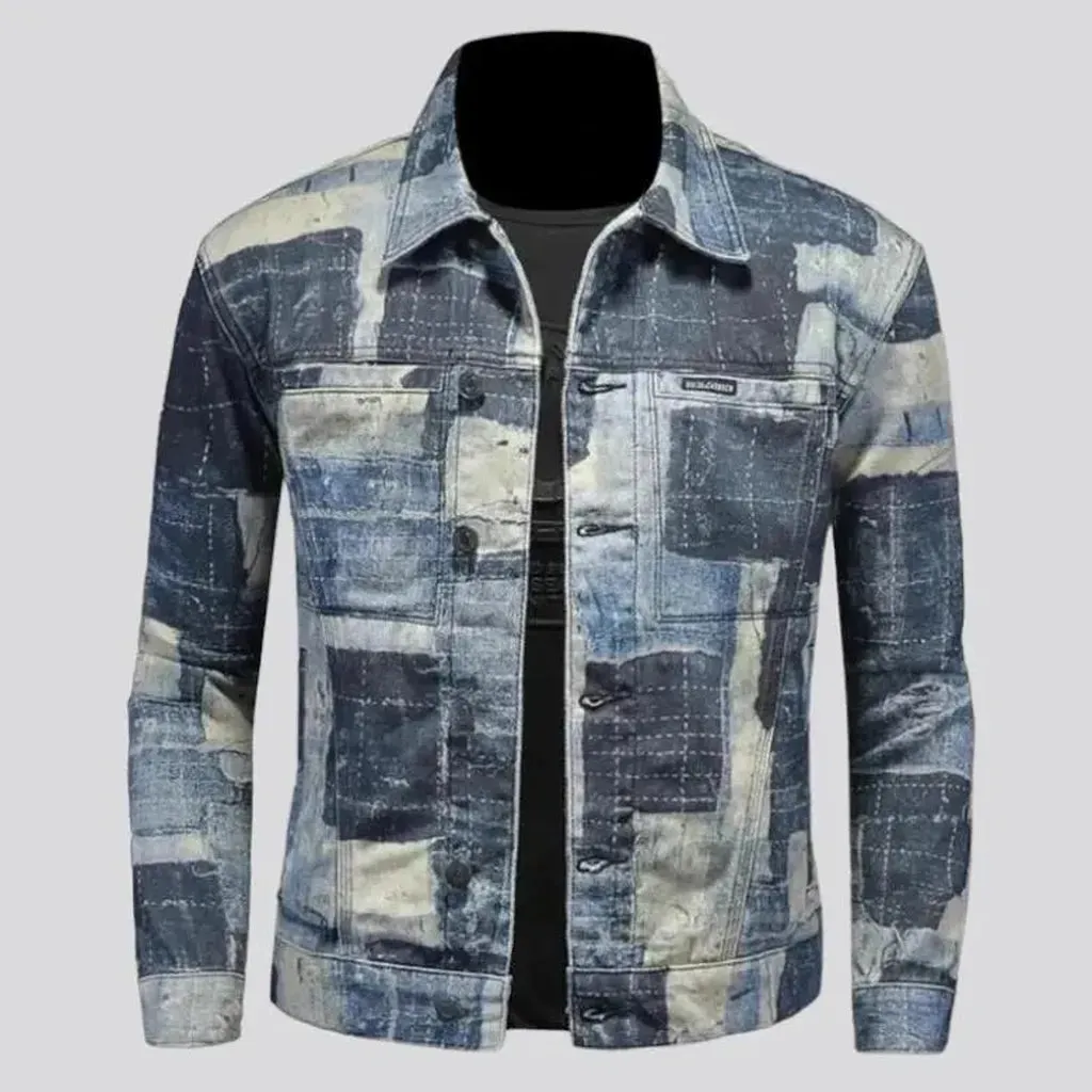 Slim painted men's jean jacket