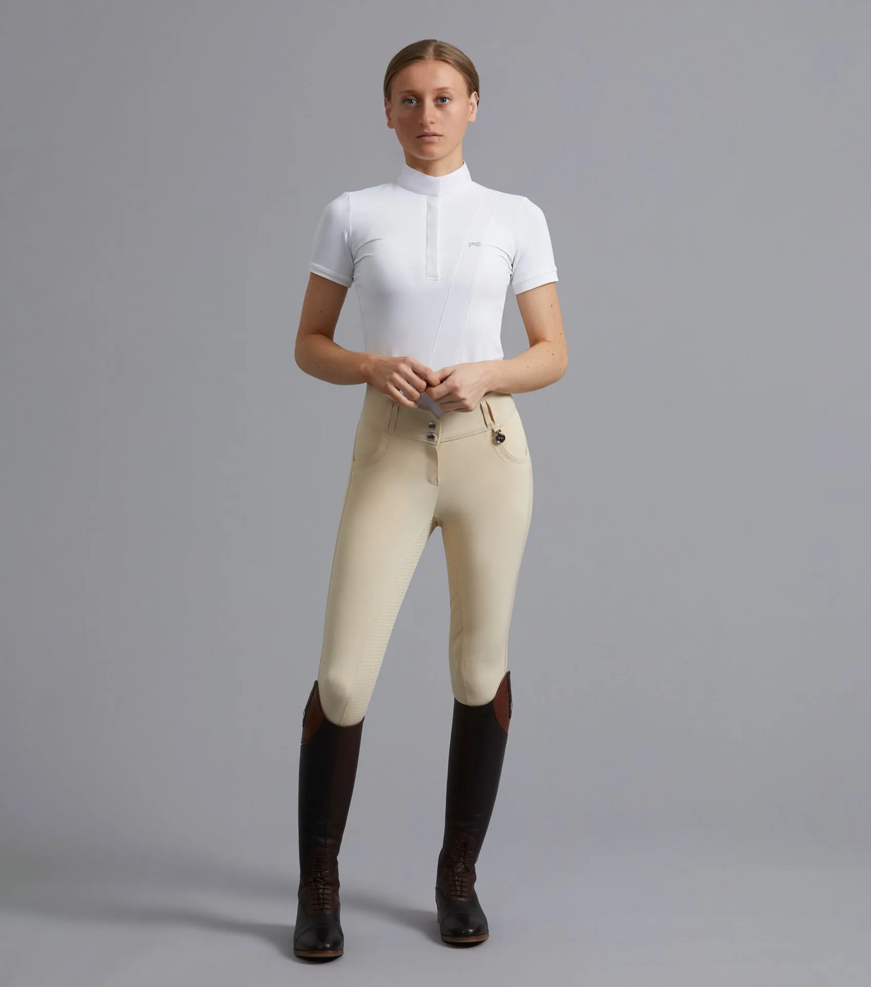 Sophia Ladies Full Seat High Waist Competition Riding Breeches Vanilla