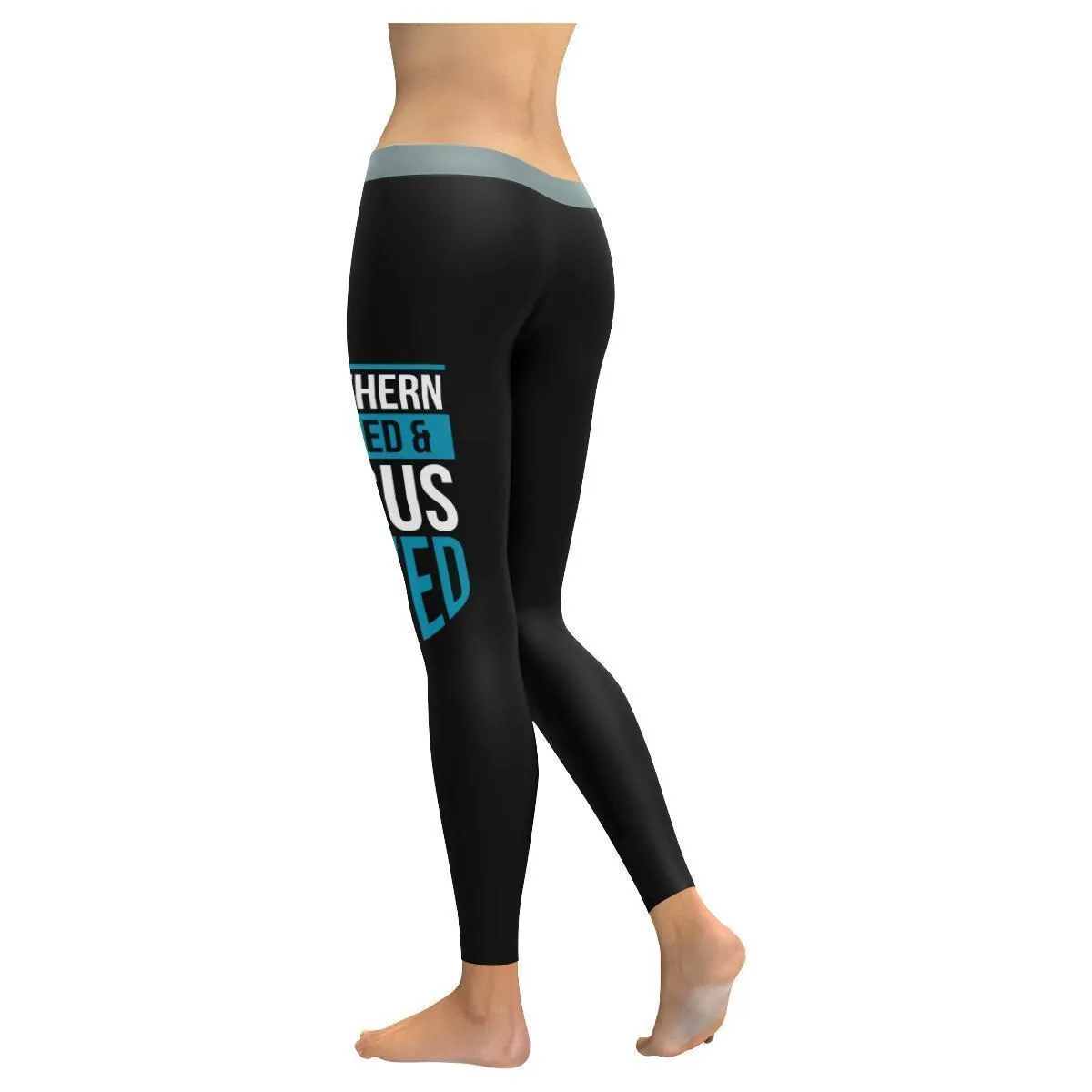 Southern Raised & Jesus Saved Funny Christian Upf40  Womens Leggings - Christian Leggings For Women