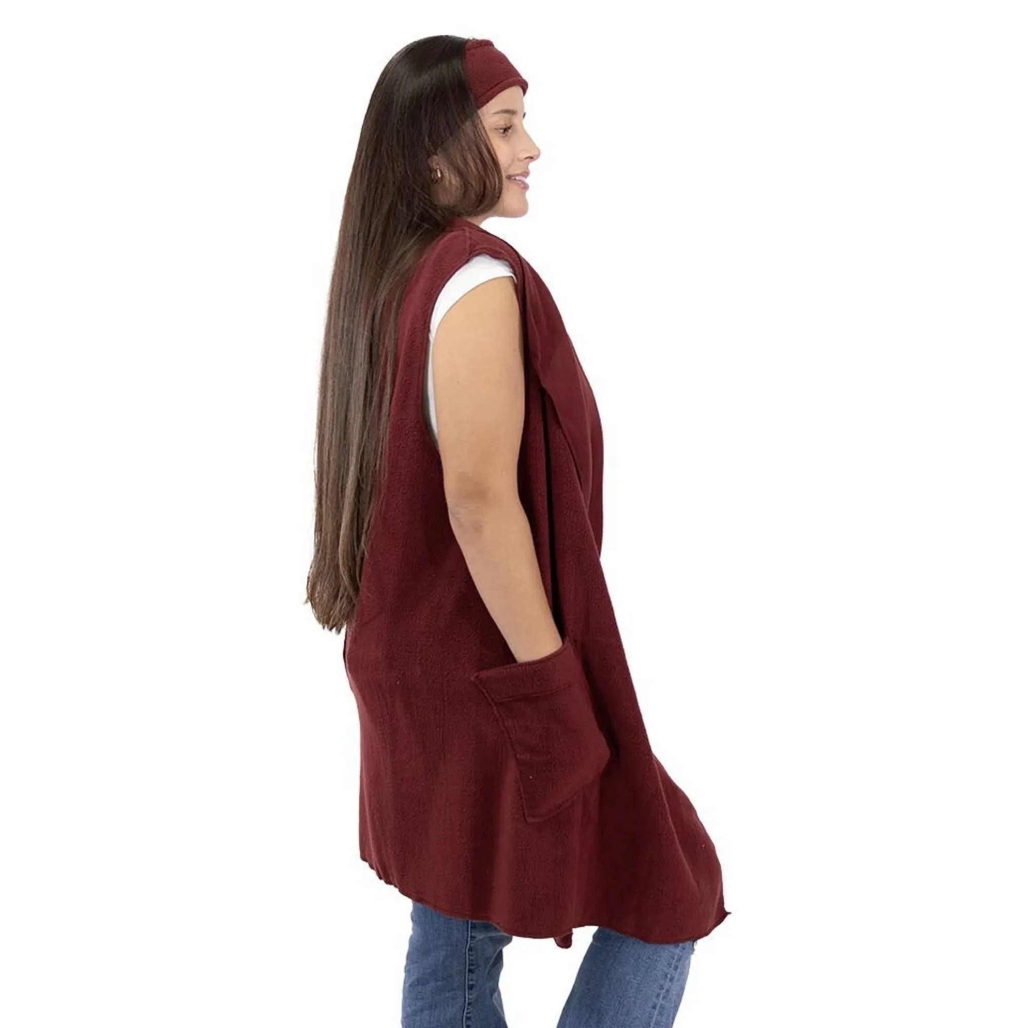 Stacey Cozy Coat Fleece Vest and Headband Set