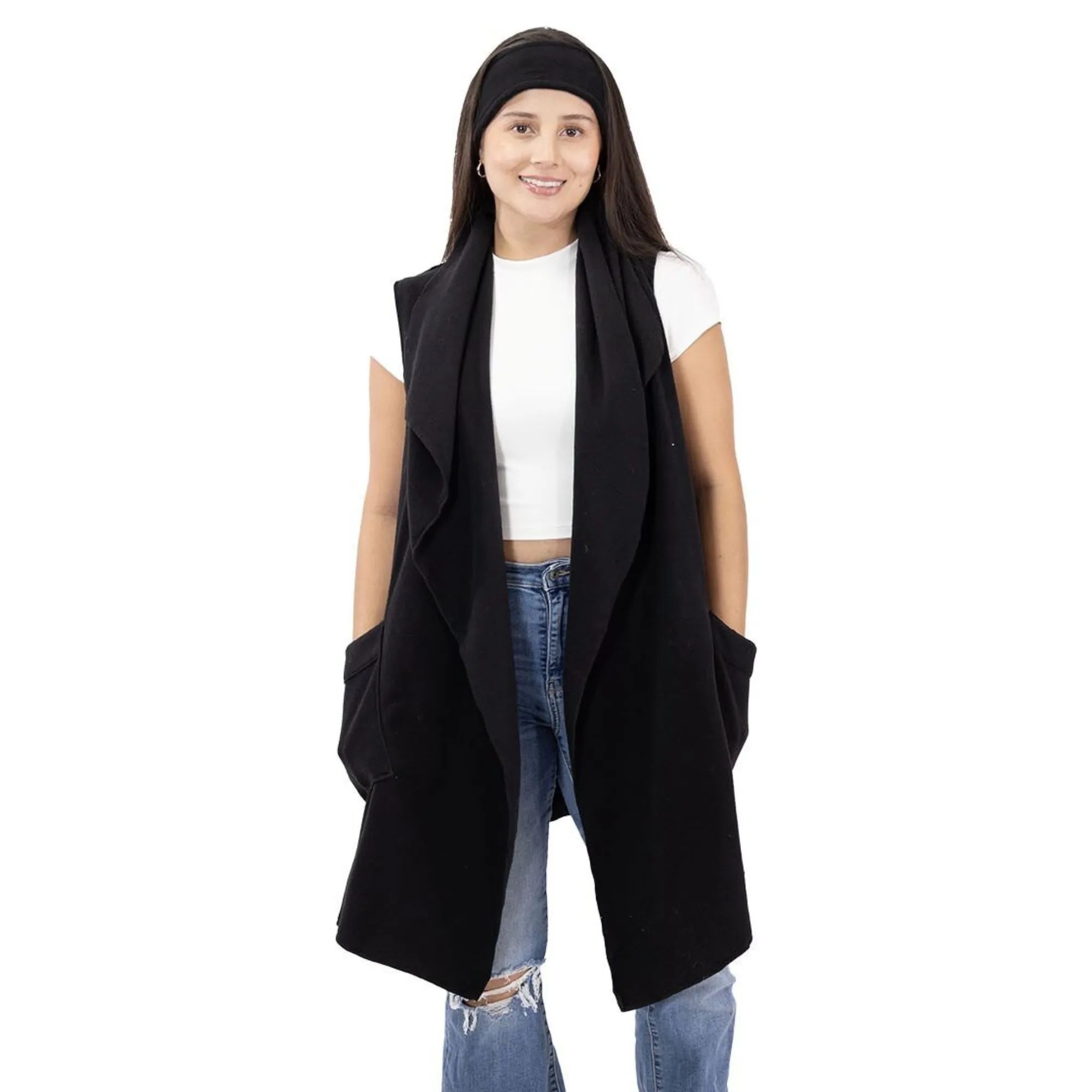 Stacey Cozy Coat Fleece Vest and Headband Set