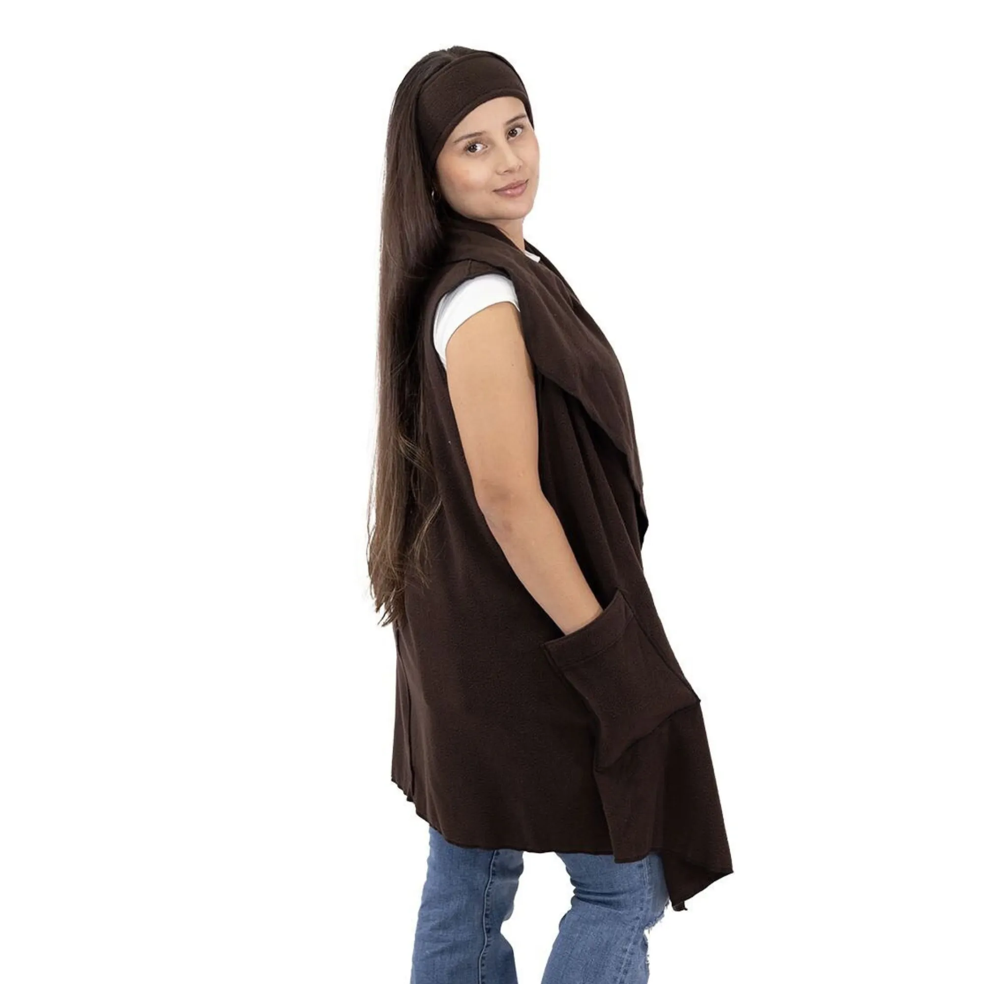 Stacey Cozy Coat Fleece Vest and Headband Set