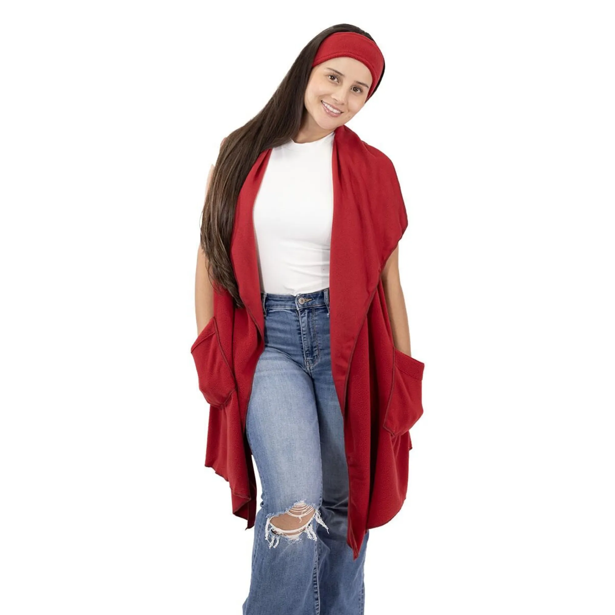 Stacey Cozy Coat Fleece Vest and Headband Set